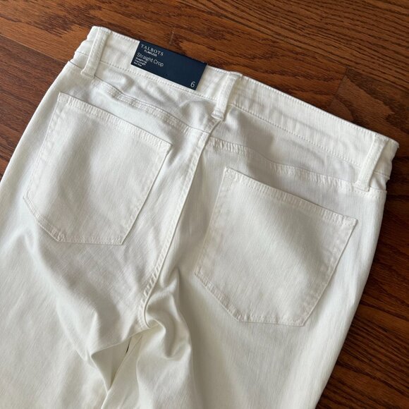 NWT TALBOTS Flawless Straight Crop White Denim Cuffed Jeans Size 6 NEW WITH TAGS - Picture 8 of 9
